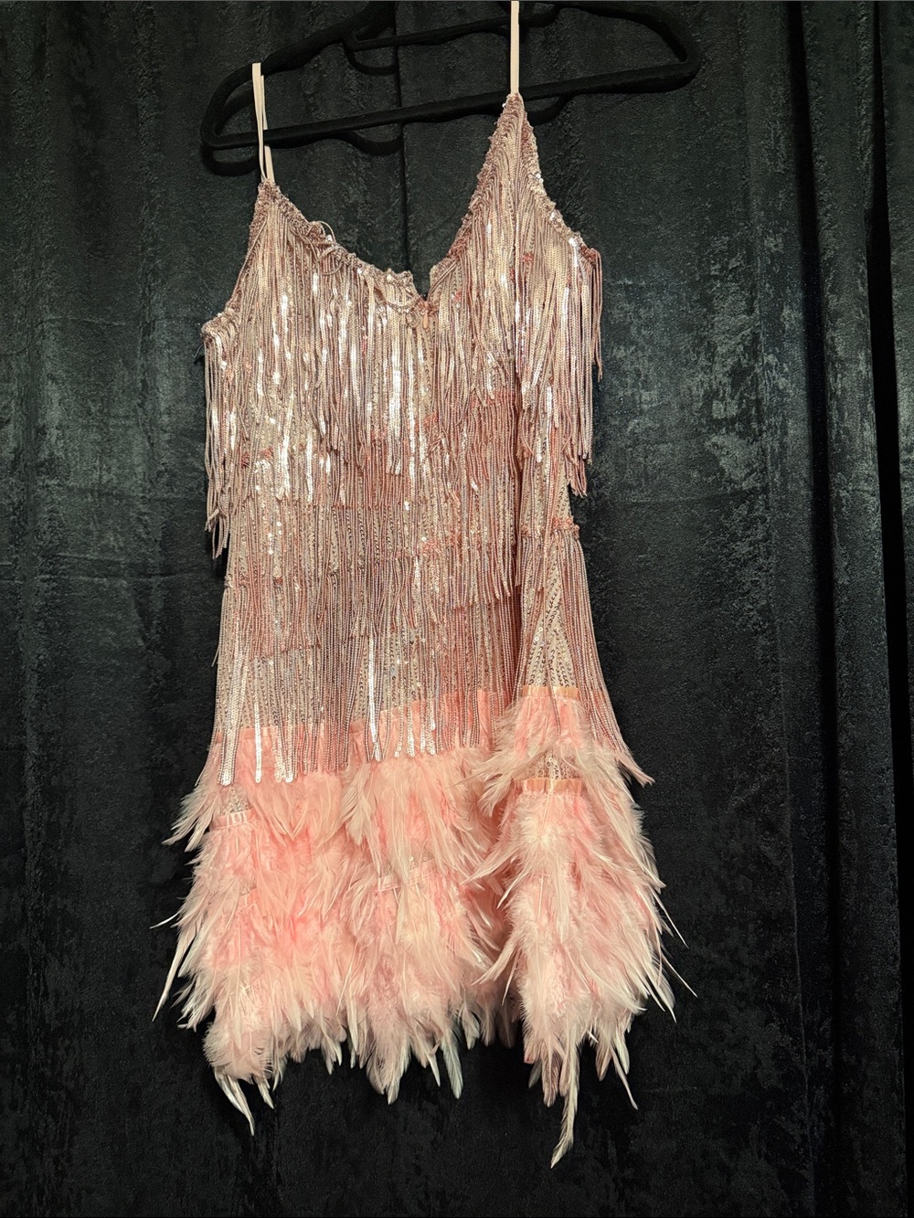 Pink Fringe & Feather Slip Dress - Picture 2 of 2